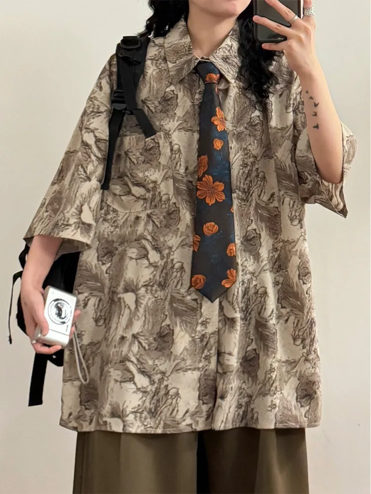 Chinese Style Ink Wash Graffiti Shirt