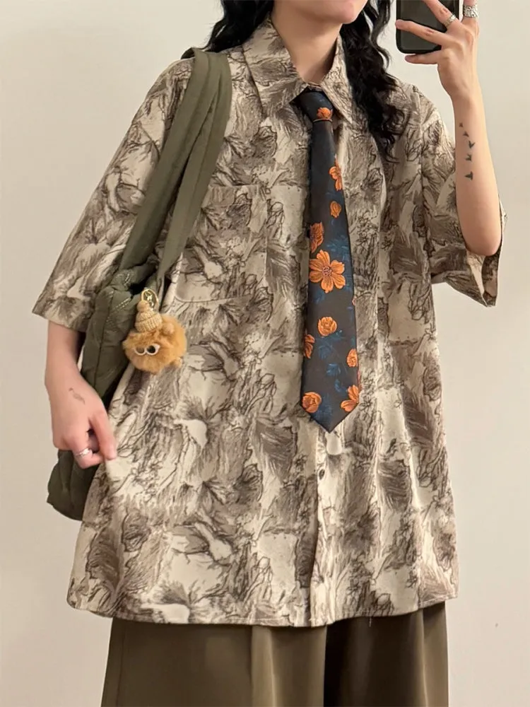 Chinese Style Ink Wash Graffiti Shirt