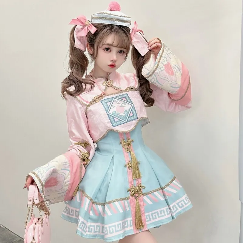 Chinese-style Pink Zombie Lolita Dress Set