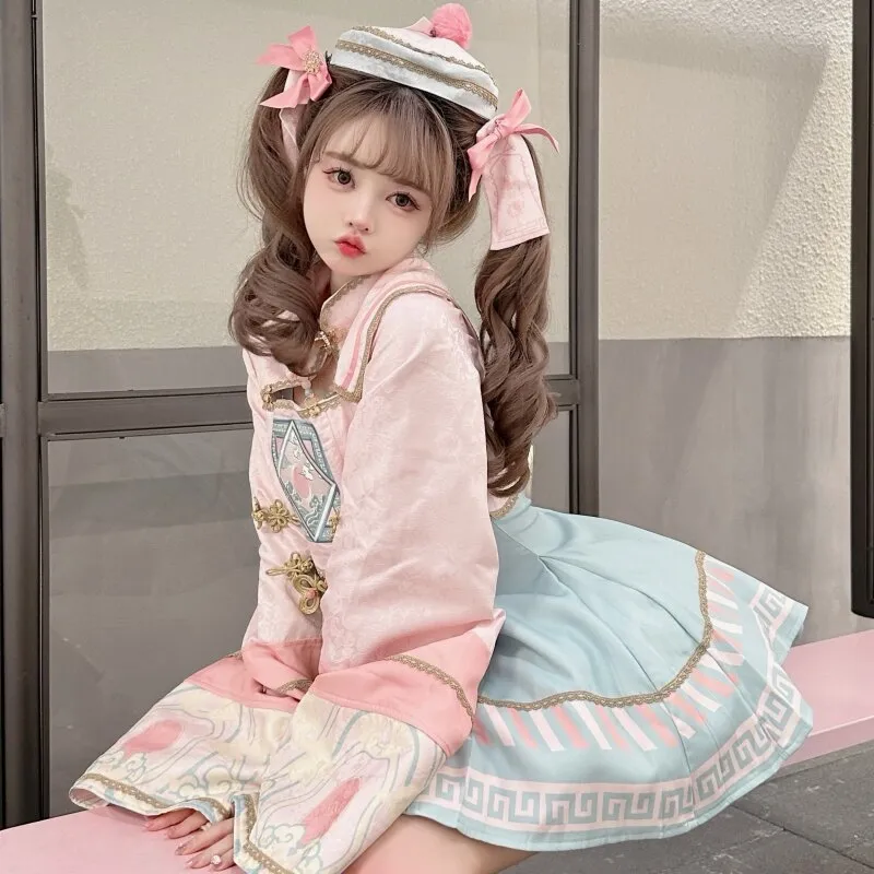Chinese-style Pink Zombie Lolita Dress Set