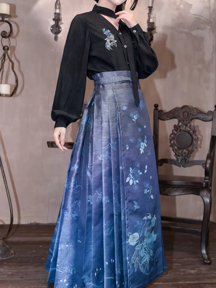 Chinese-Style Ribbon Embroidered Shirt