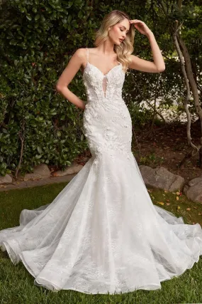 CINDERELLA DIVINE CD856W Lace Layered Mermaid Wedding Gown
