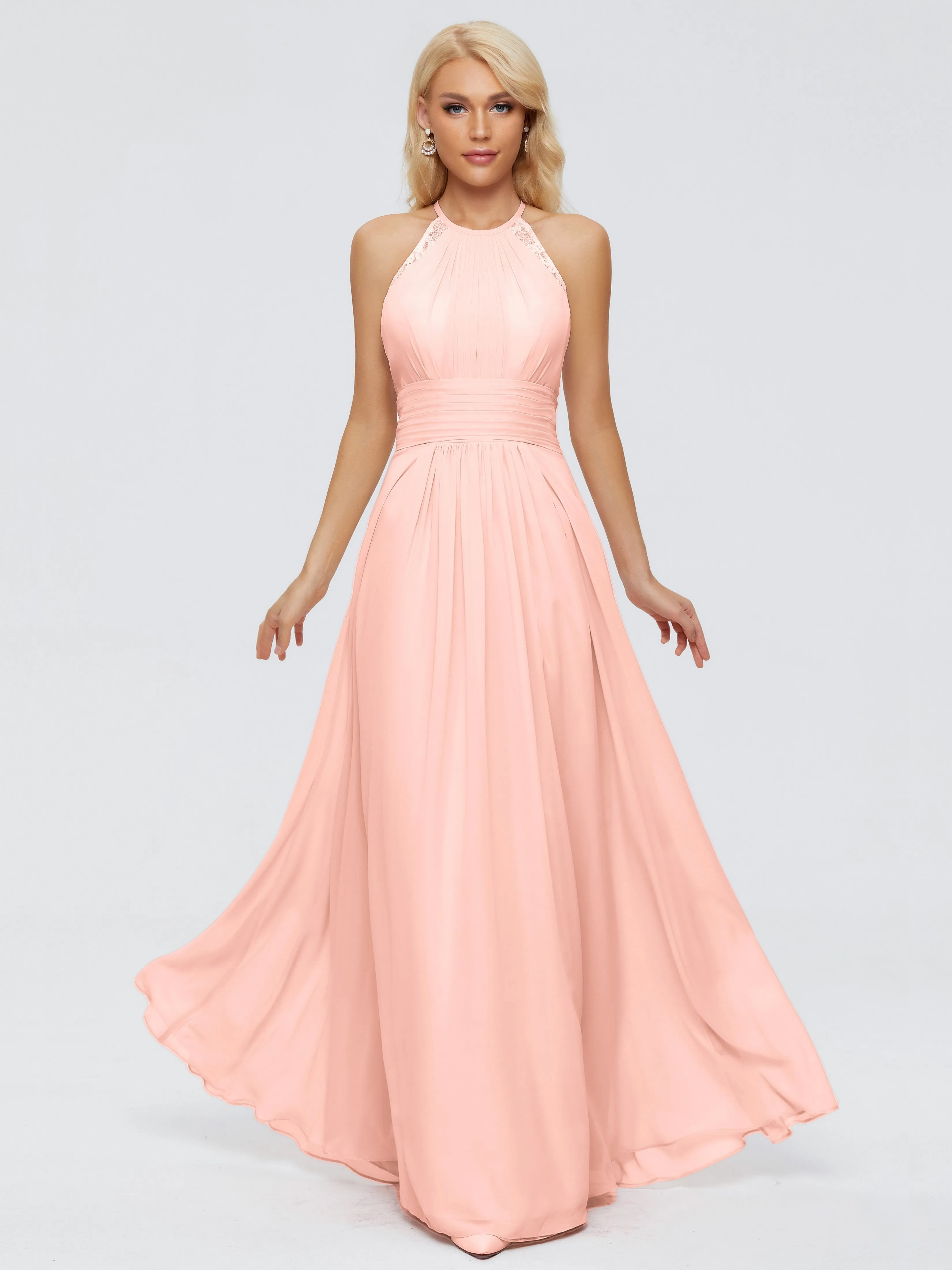 Coral Bridesmaid Dresses Uk Arya Long Bridesmaid Dresses Chiffon Sleeveless A Line Princess Halter Bridesmaid Dress