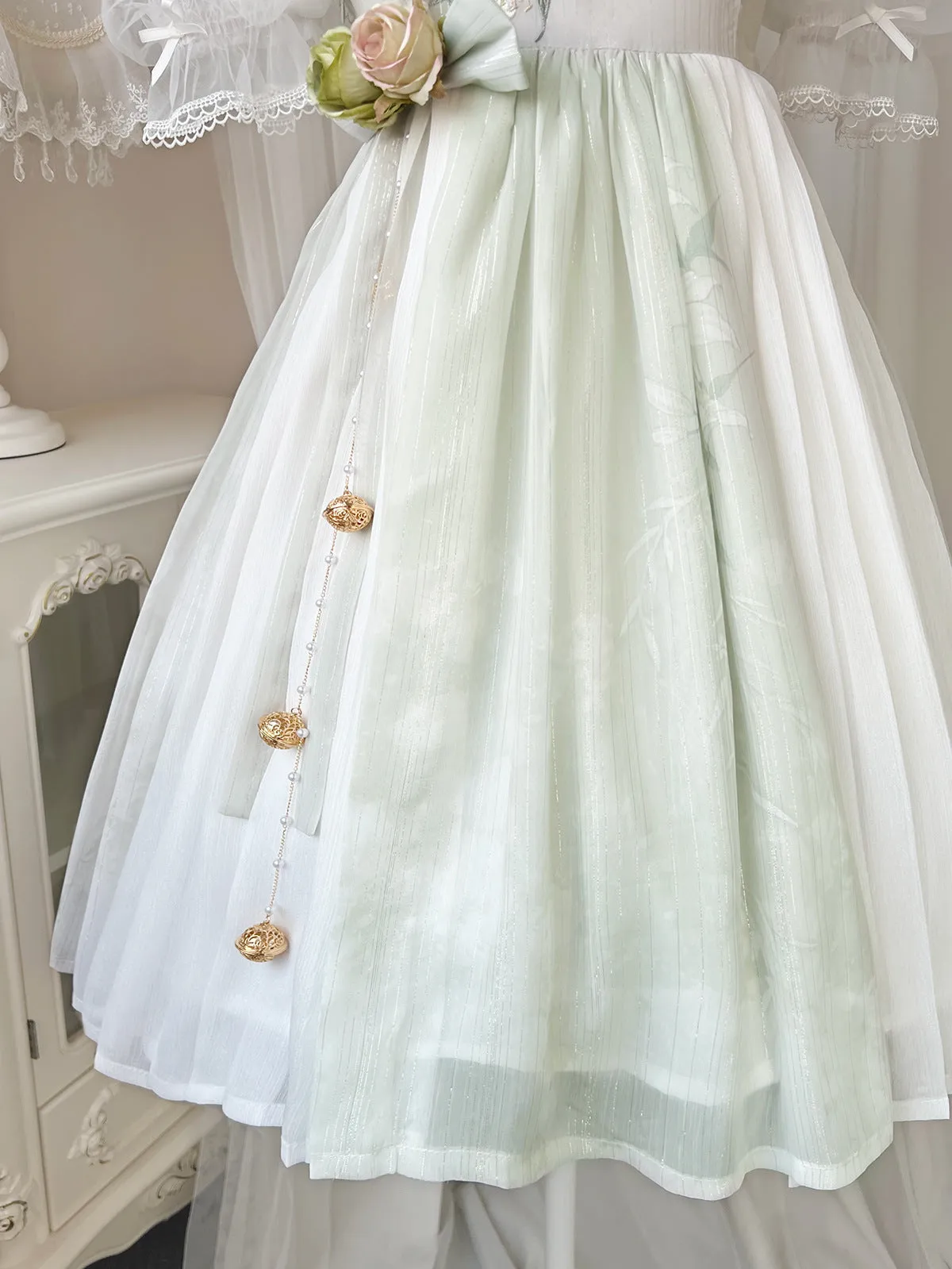 Cornfield Lolita~Wind Singing Lily~Qi Lolita Embroidered Dress Suit