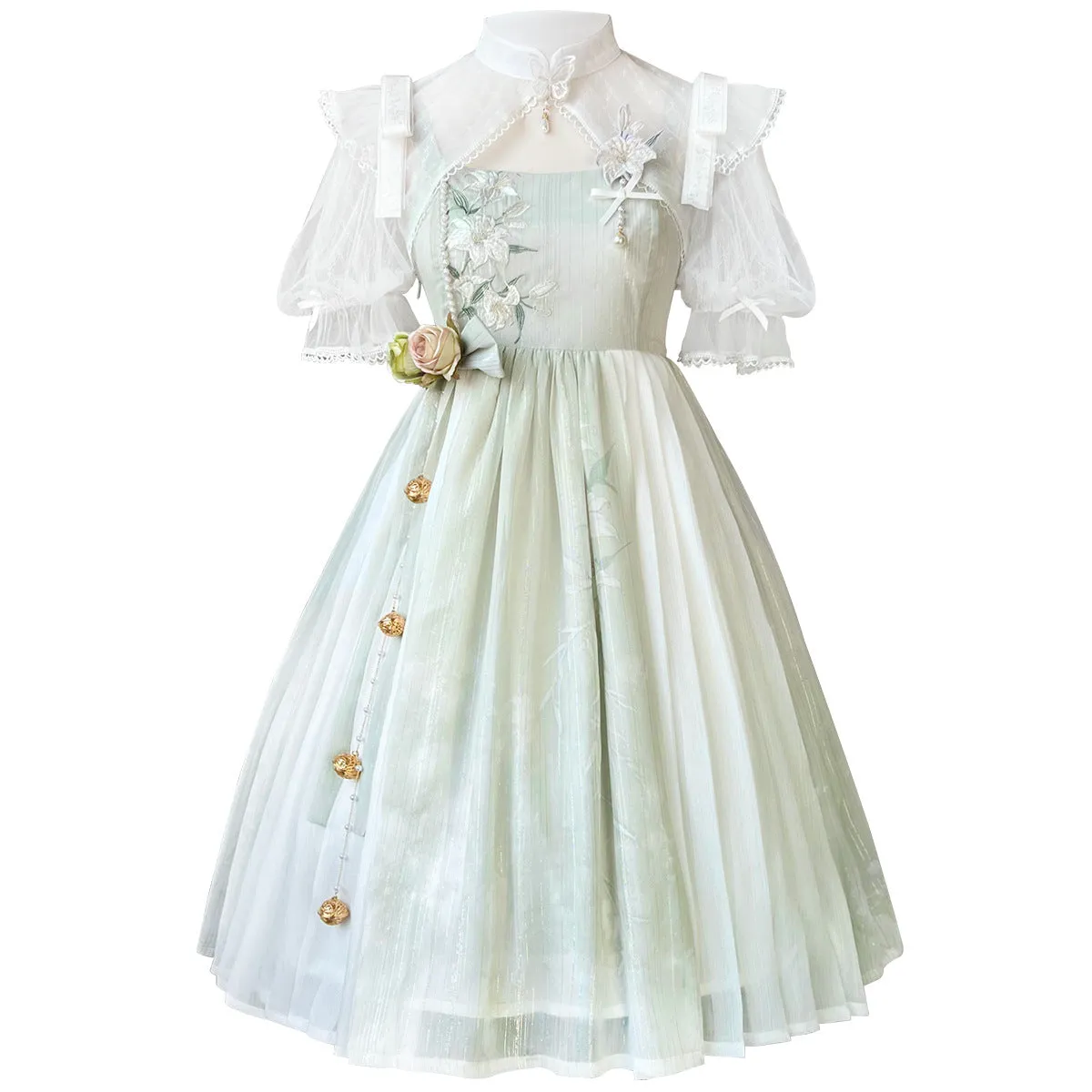 Cornfield Lolita~Wind Singing Lily~Qi Lolita Embroidered Dress Suit