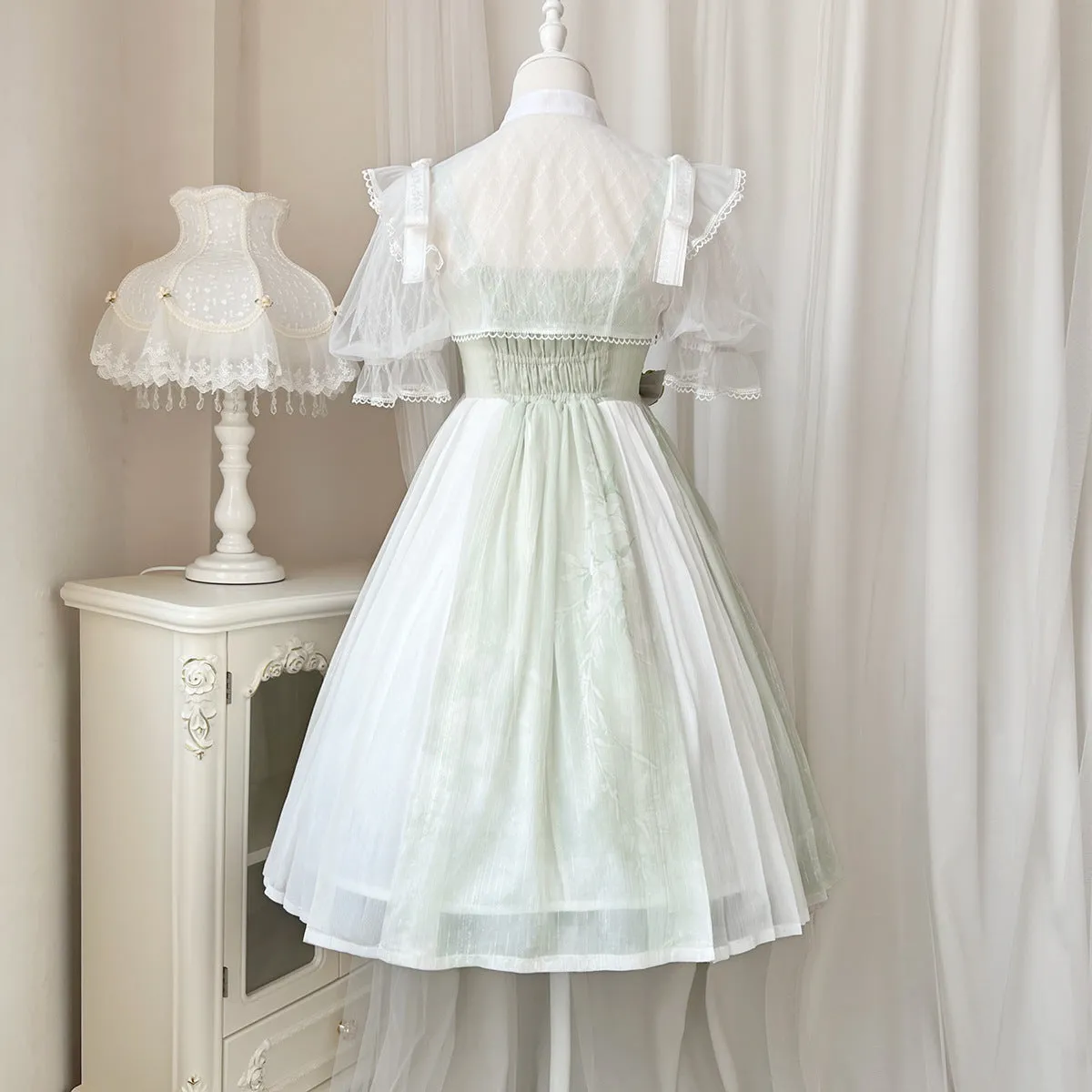 Cornfield Lolita~Wind Singing Lily~Qi Lolita Embroidered Dress Suit