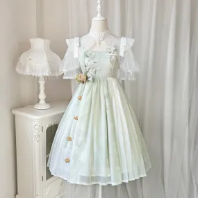 Cornfield Lolita~Wind Singing Lily~Qi Lolita Embroidered Dress Suit