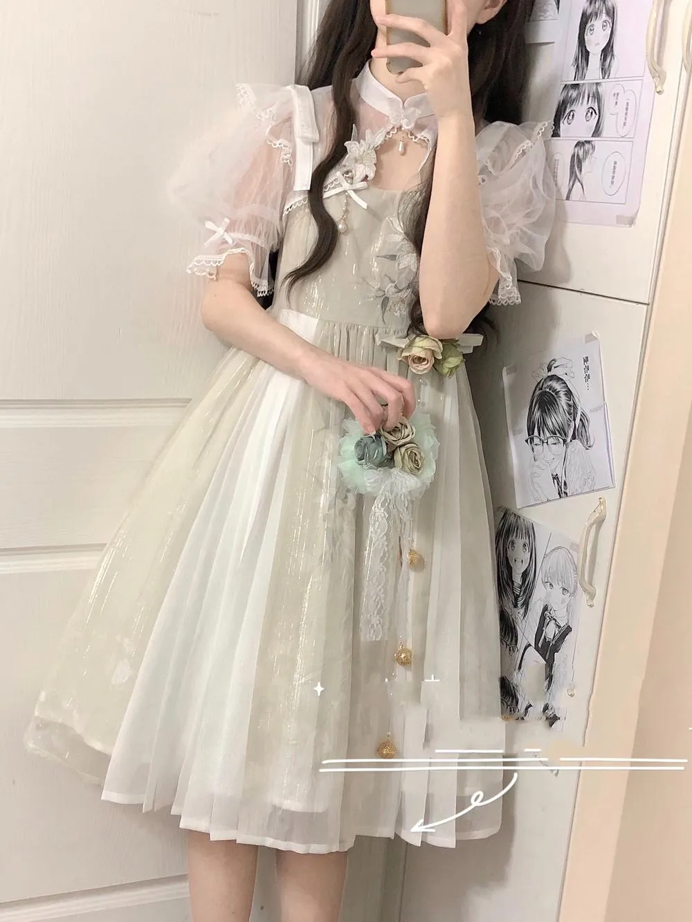Cornfield Lolita~Wind Singing Lily~Qi Lolita Embroidered Dress Suit