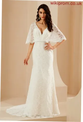 Court Train Wedding Dress Wedding Dresses Virginia V-neck Trumpet/Mermaid