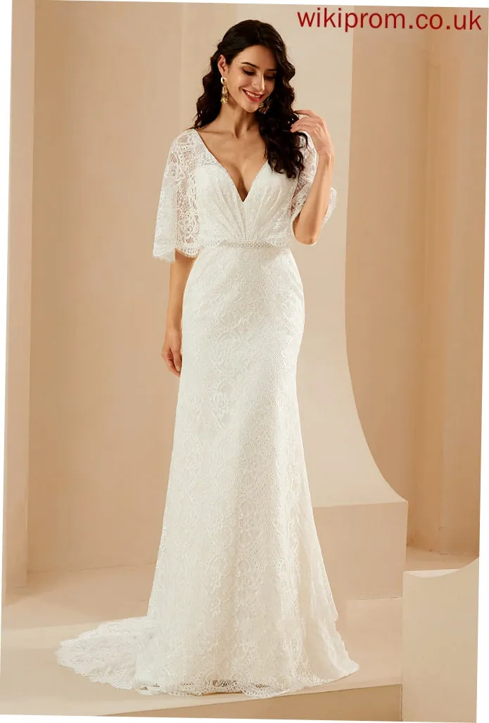 Court Train Wedding Dress Wedding Dresses Virginia V-neck Trumpet/Mermaid