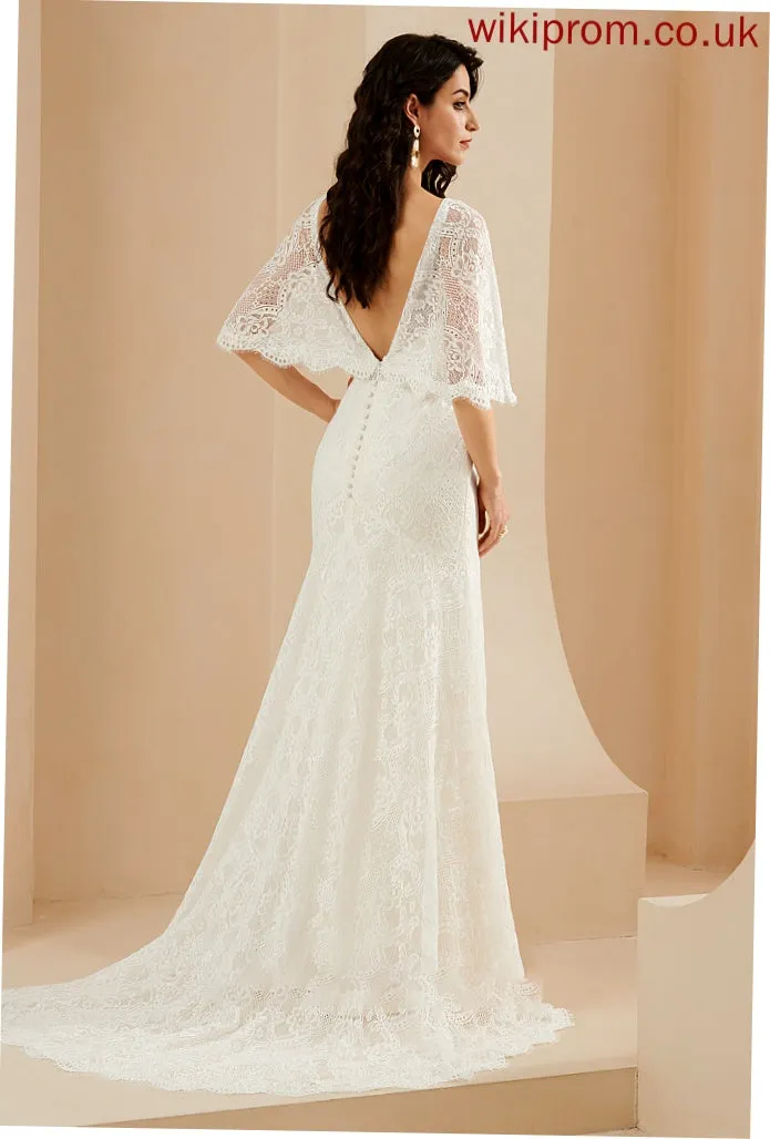 Court Train Wedding Dress Wedding Dresses Virginia V-neck Trumpet/Mermaid