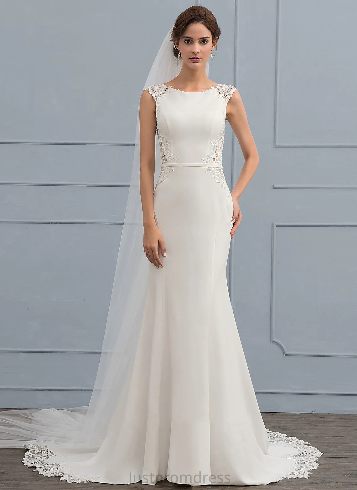 Crepe Trumpet/Mermaid Stretch Train Wedding Dresses Dress Wedding Francesca Court