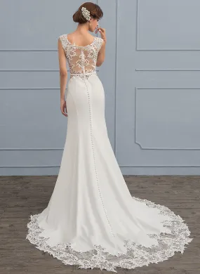 Crepe Trumpet/Mermaid Stretch Train Wedding Dresses Dress Wedding Francesca Court