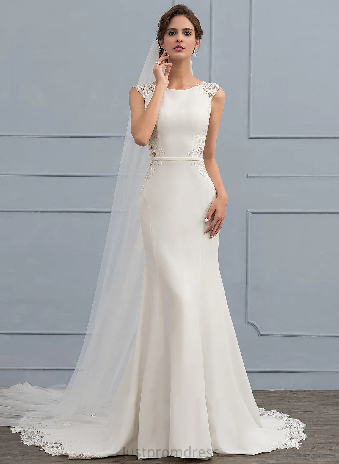 Crepe Trumpet/Mermaid Stretch Train Wedding Dresses Dress Wedding Francesca Court