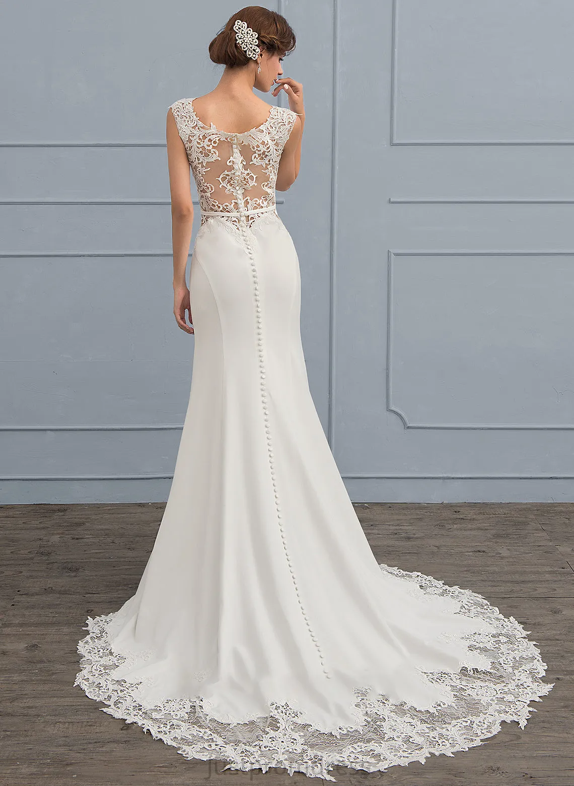 Crepe Trumpet/Mermaid Stretch Train Wedding Dresses Dress Wedding Francesca Court