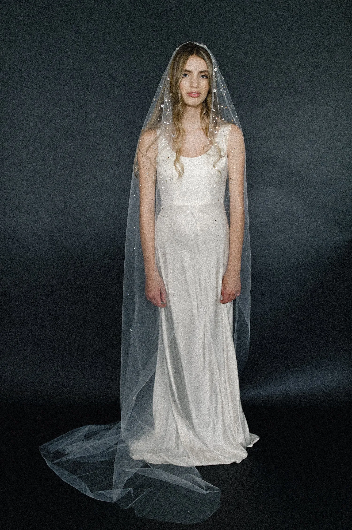 Crystal confetti train bridal veil - Style #2062