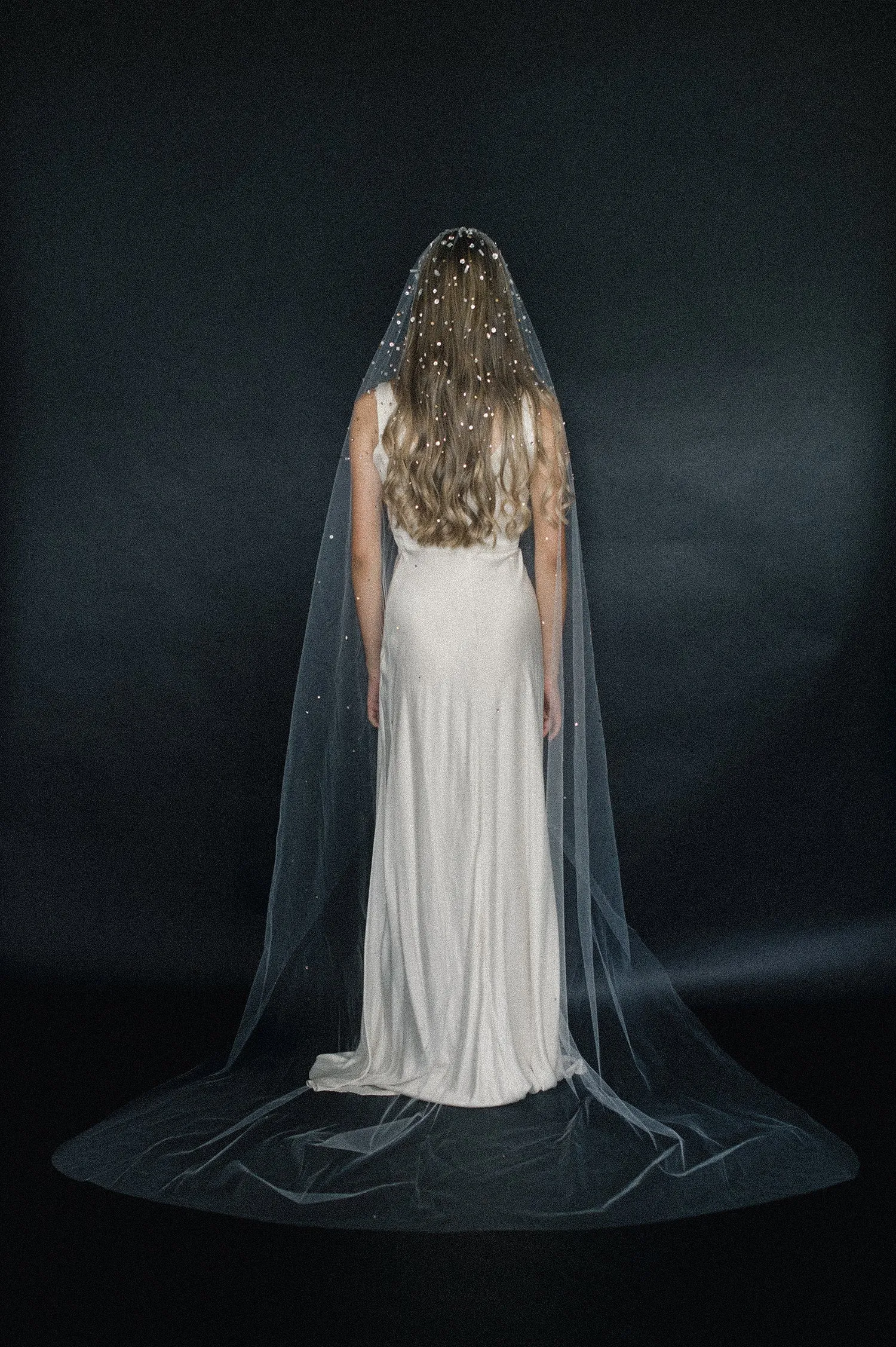 Crystal confetti train bridal veil - Style #2062