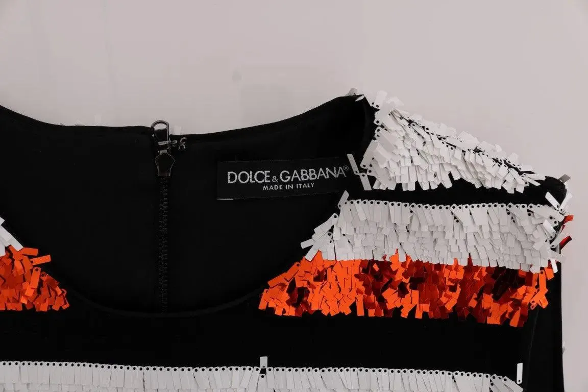 Dolce & Gabbana Multicolored Striped Sequined Stretch Dress