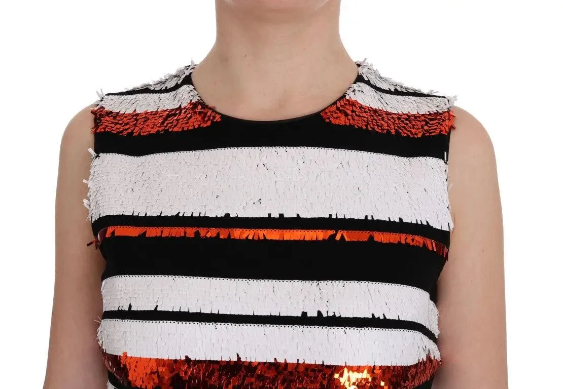 Dolce & Gabbana Multicolored Striped Sequined Stretch Dress