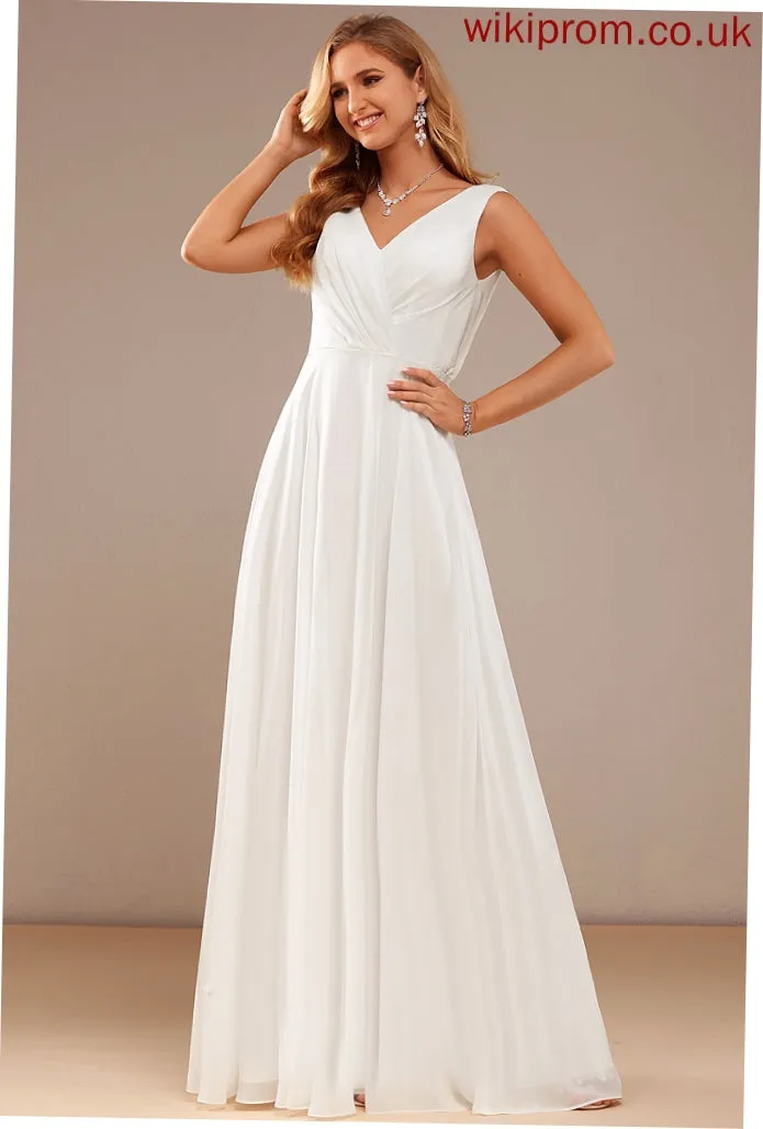Dress Jaida V-neck Lace Wedding Dresses Floor-Length A-Line Wedding Chiffon