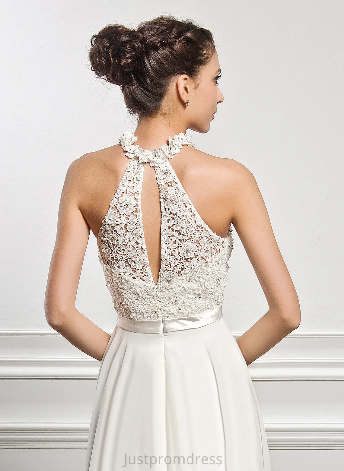 Dress Macie Chiffon Wedding Floor-Length Sequins A-Line Scoop Beading Neck With Wedding Dresses Lace