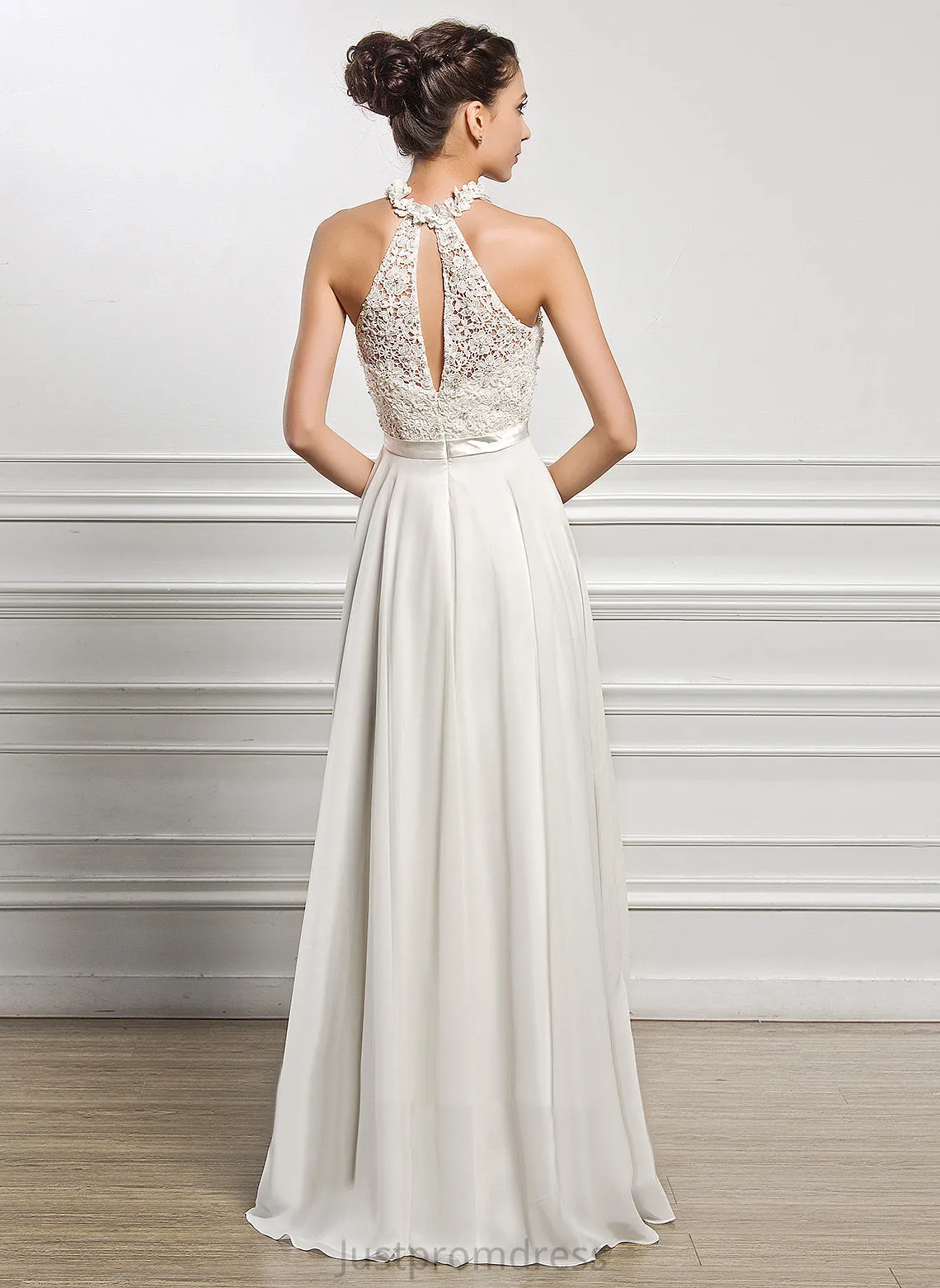 Dress Macie Chiffon Wedding Floor-Length Sequins A-Line Scoop Beading Neck With Wedding Dresses Lace