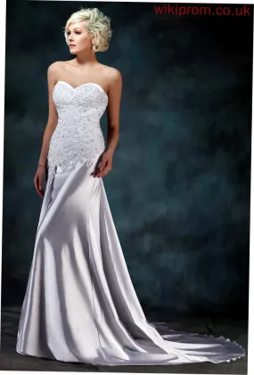 Dress Train Beading Wedding Charmeuse With Wedding Dresses Watteau Trumpet/Mermaid Diana Sweetheart Lace