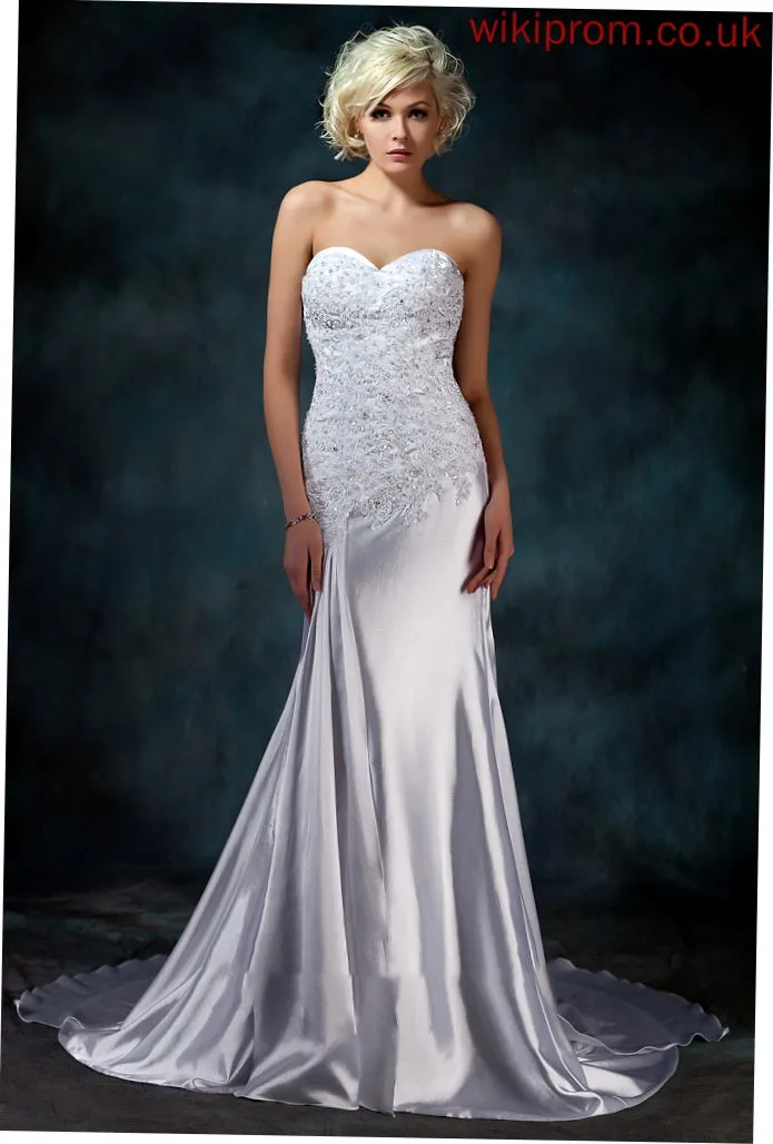 Dress Train Beading Wedding Charmeuse With Wedding Dresses Watteau Trumpet/Mermaid Diana Sweetheart Lace