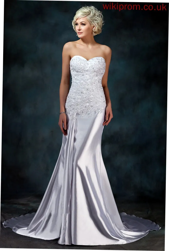 Dress Train Beading Wedding Charmeuse With Wedding Dresses Watteau Trumpet/Mermaid Diana Sweetheart Lace