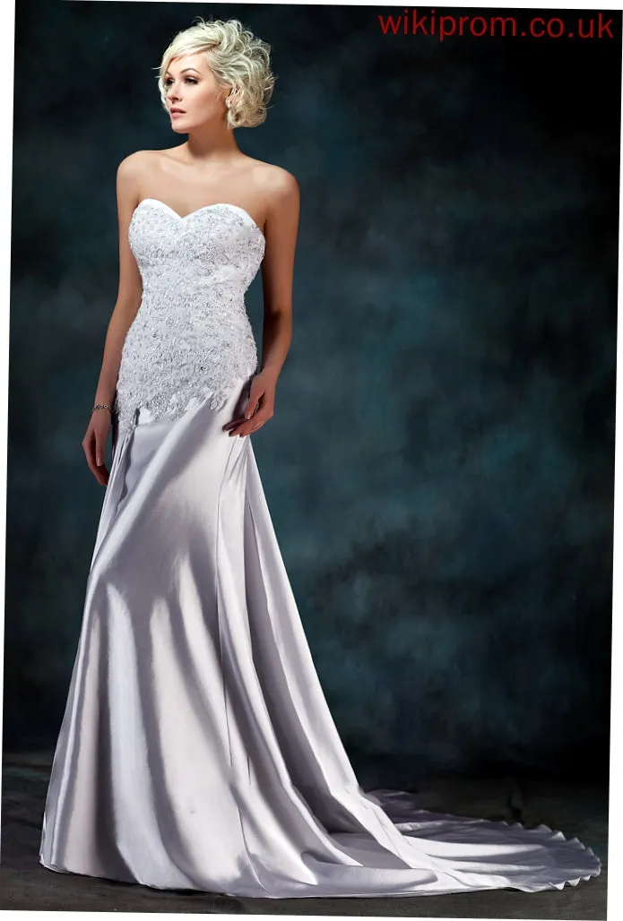 Dress Train Beading Wedding Charmeuse With Wedding Dresses Watteau Trumpet/Mermaid Diana Sweetheart Lace