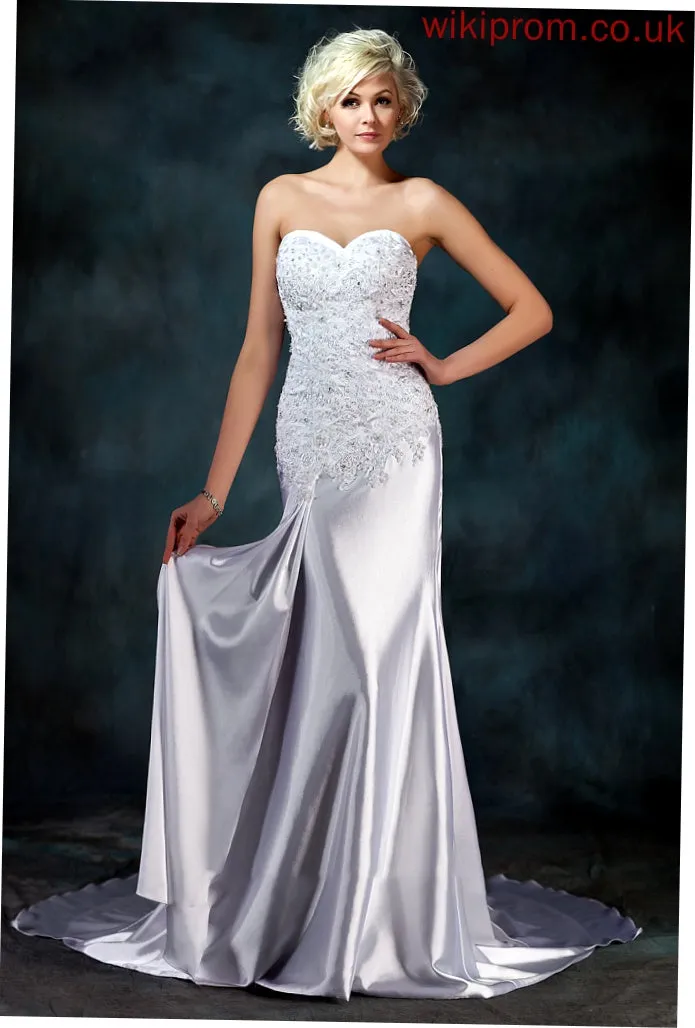 Dress Train Beading Wedding Charmeuse With Wedding Dresses Watteau Trumpet/Mermaid Diana Sweetheart Lace
