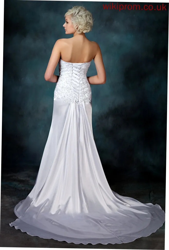 Dress Train Beading Wedding Charmeuse With Wedding Dresses Watteau Trumpet/Mermaid Diana Sweetheart Lace