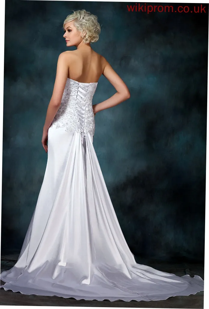 Dress Train Beading Wedding Charmeuse With Wedding Dresses Watteau Trumpet/Mermaid Diana Sweetheart Lace