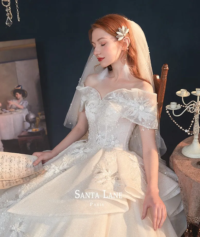 Ealy Spring 2023 One-shoulder fantasy retro starry sky trailing wedding dress- Stayr