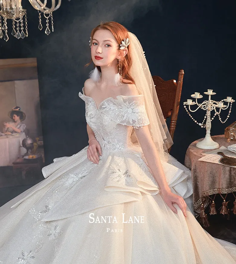 Ealy Spring 2023 One-shoulder fantasy retro starry sky trailing wedding dress- Stayr