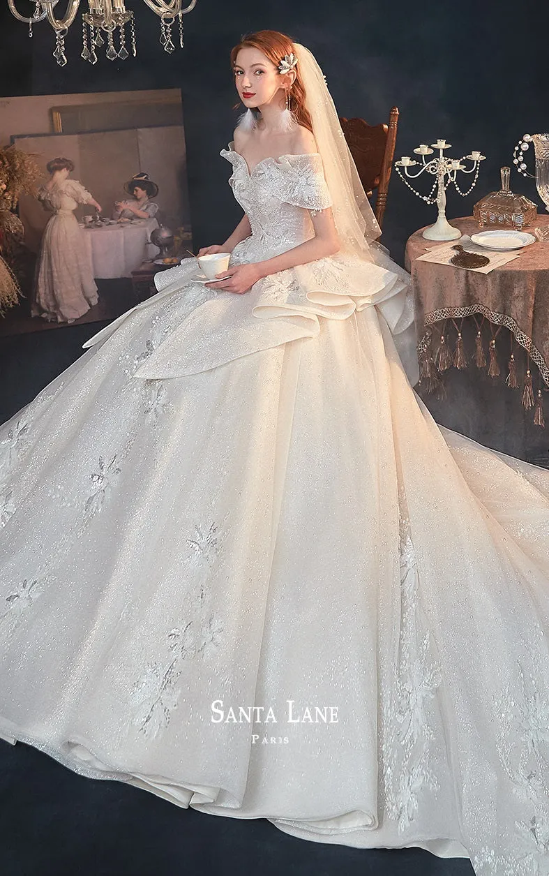 Ealy Spring 2023 One-shoulder fantasy retro starry sky trailing wedding dress- Stayr