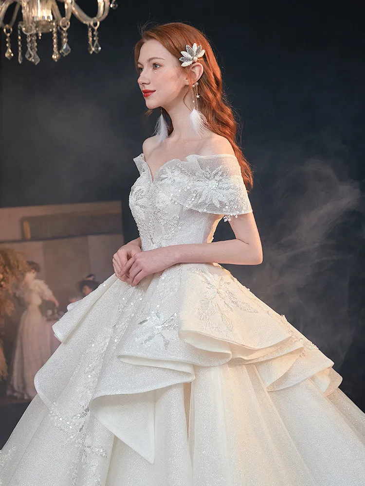 Ealy Spring 2023 One-shoulder fantasy retro starry sky trailing wedding dress- Stayr