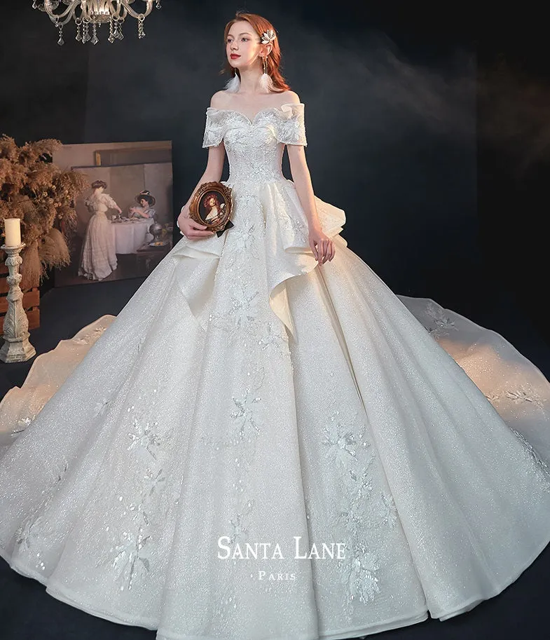 Ealy Spring 2023 One-shoulder fantasy retro starry sky trailing wedding dress- Stayr