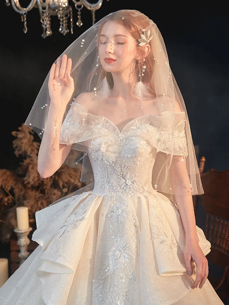Ealy Spring 2023 One-shoulder fantasy retro starry sky trailing wedding dress- Stayr