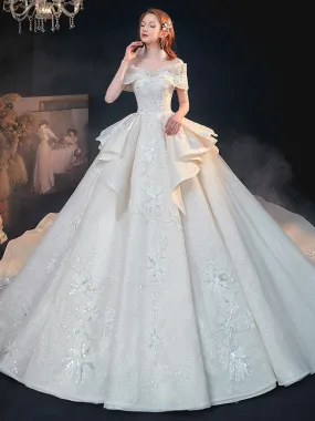 Ealy Spring 2023 One-shoulder fantasy retro starry sky trailing wedding dress- Stayr