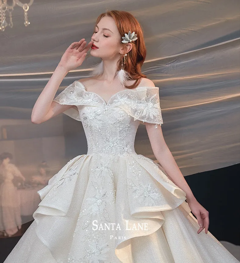 Ealy Spring 2023 One-shoulder fantasy retro starry sky trailing wedding dress- Stayr