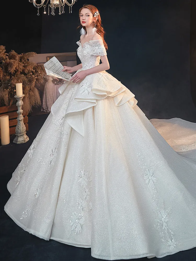 Ealy Spring 2023 One-shoulder fantasy retro starry sky trailing wedding dress- Stayr