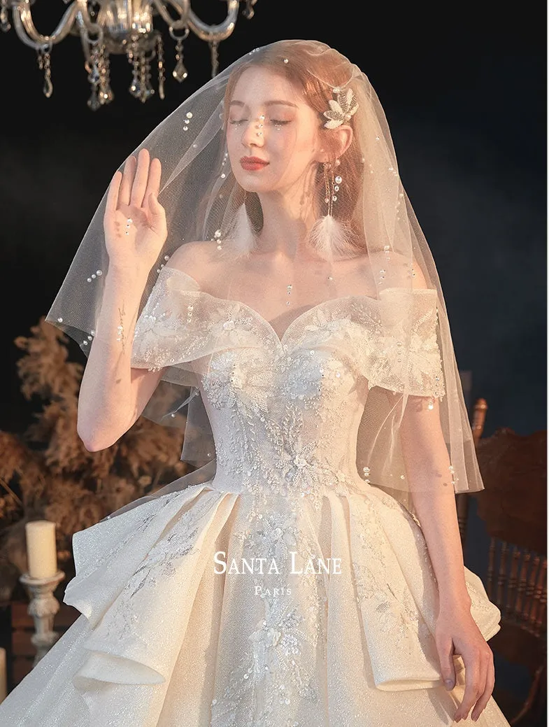 Ealy Spring 2023 One-shoulder fantasy retro starry sky trailing wedding dress- Stayr