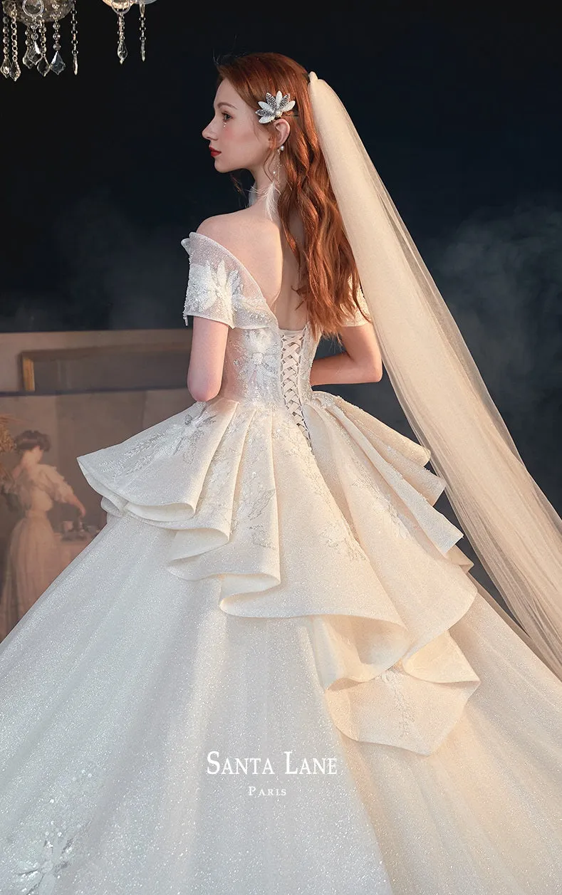 Ealy Spring 2023 One-shoulder fantasy retro starry sky trailing wedding dress- Stayr