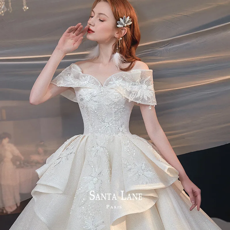 Ealy Spring 2023 One-shoulder fantasy retro starry sky trailing wedding dress- Stayr