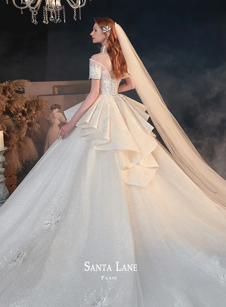 Ealy Spring 2023 One-shoulder fantasy retro starry sky trailing wedding dress- Stayr