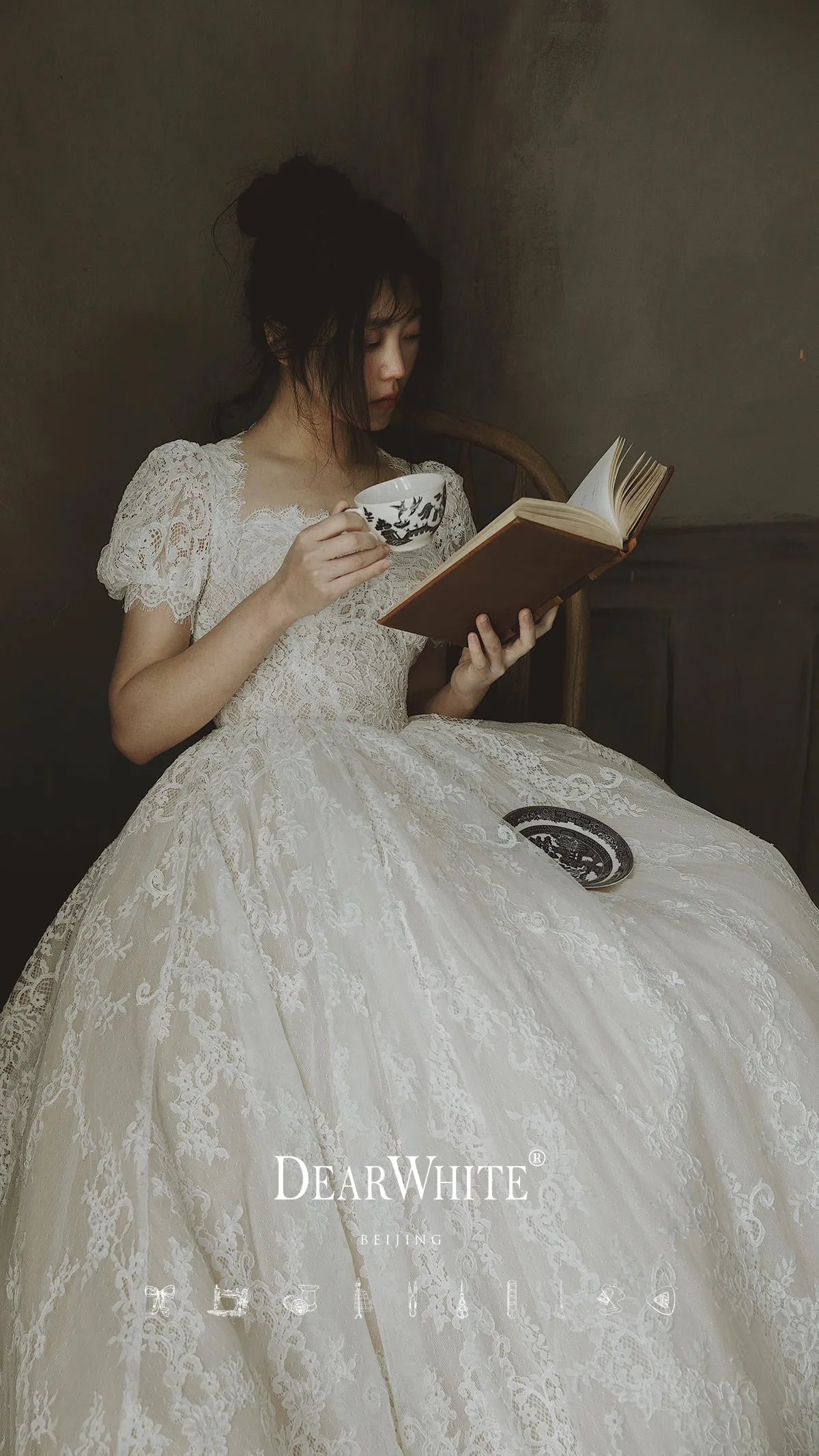 Early Spring 2023 heart original big trailing lace wedding bridal dress- Alice of Hearts