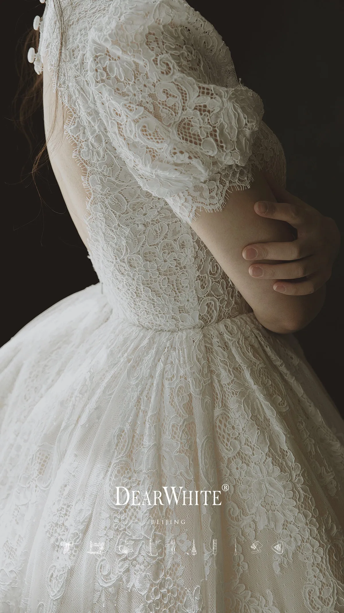 Early Spring 2023 heart original big trailing lace wedding bridal dress- Alice of Hearts