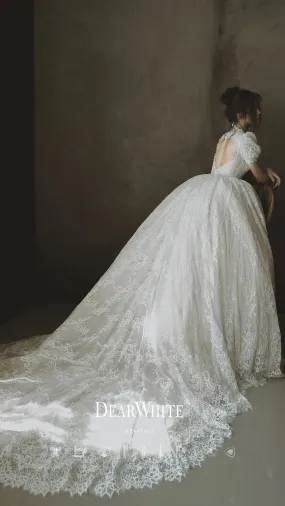 Early Spring 2023 heart original big trailing lace wedding bridal dress- Alice of Hearts