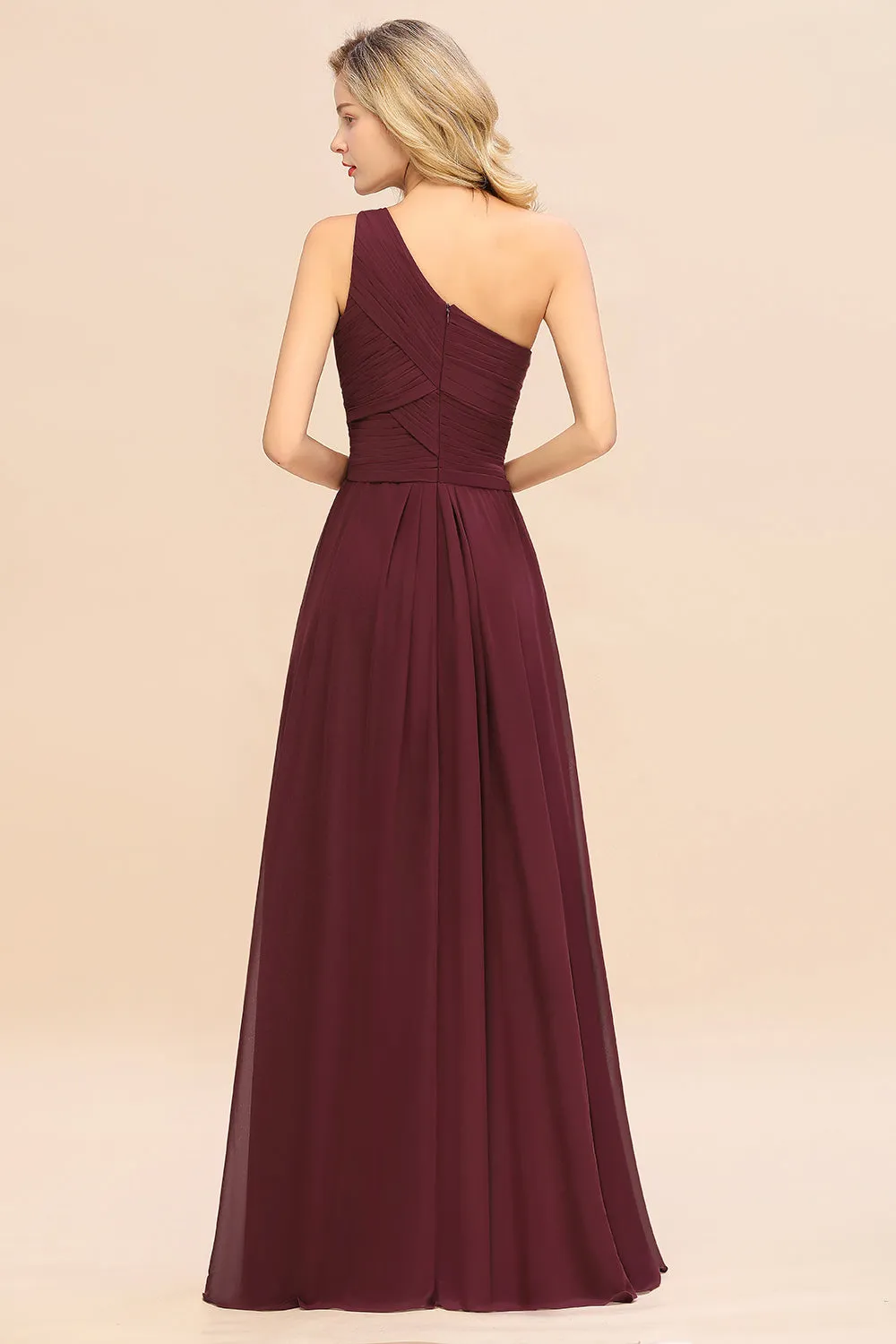 Elegant Long One Shoulder Chiffon Bridesmaid Dress